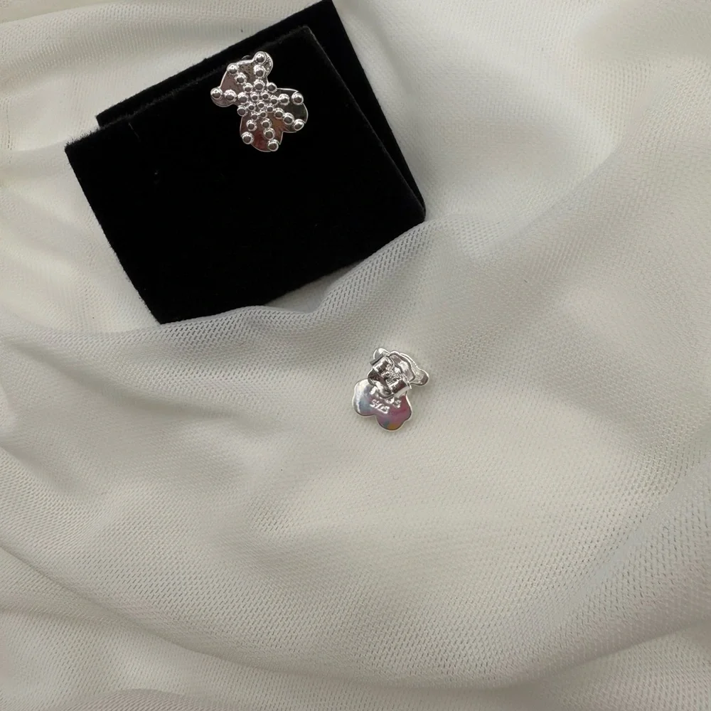 Grain Silver Stud Earrings 925 1.2CM